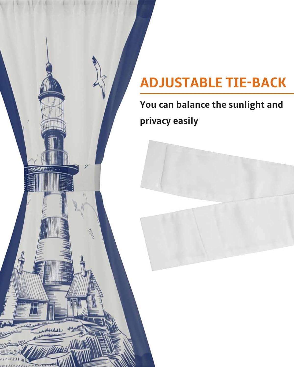 Nautical Lighthouse Curtains for French Doors