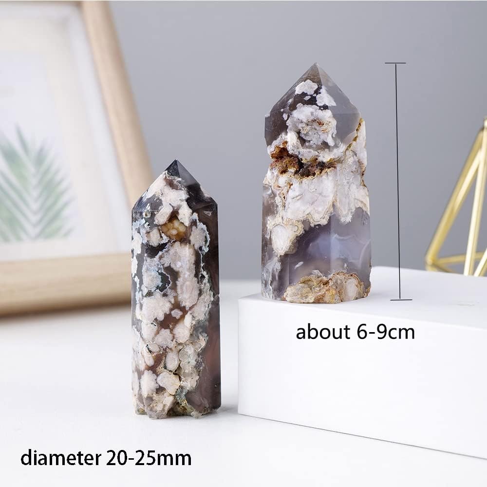 Black Sakura Agate Home Decor Crystal Obelisk