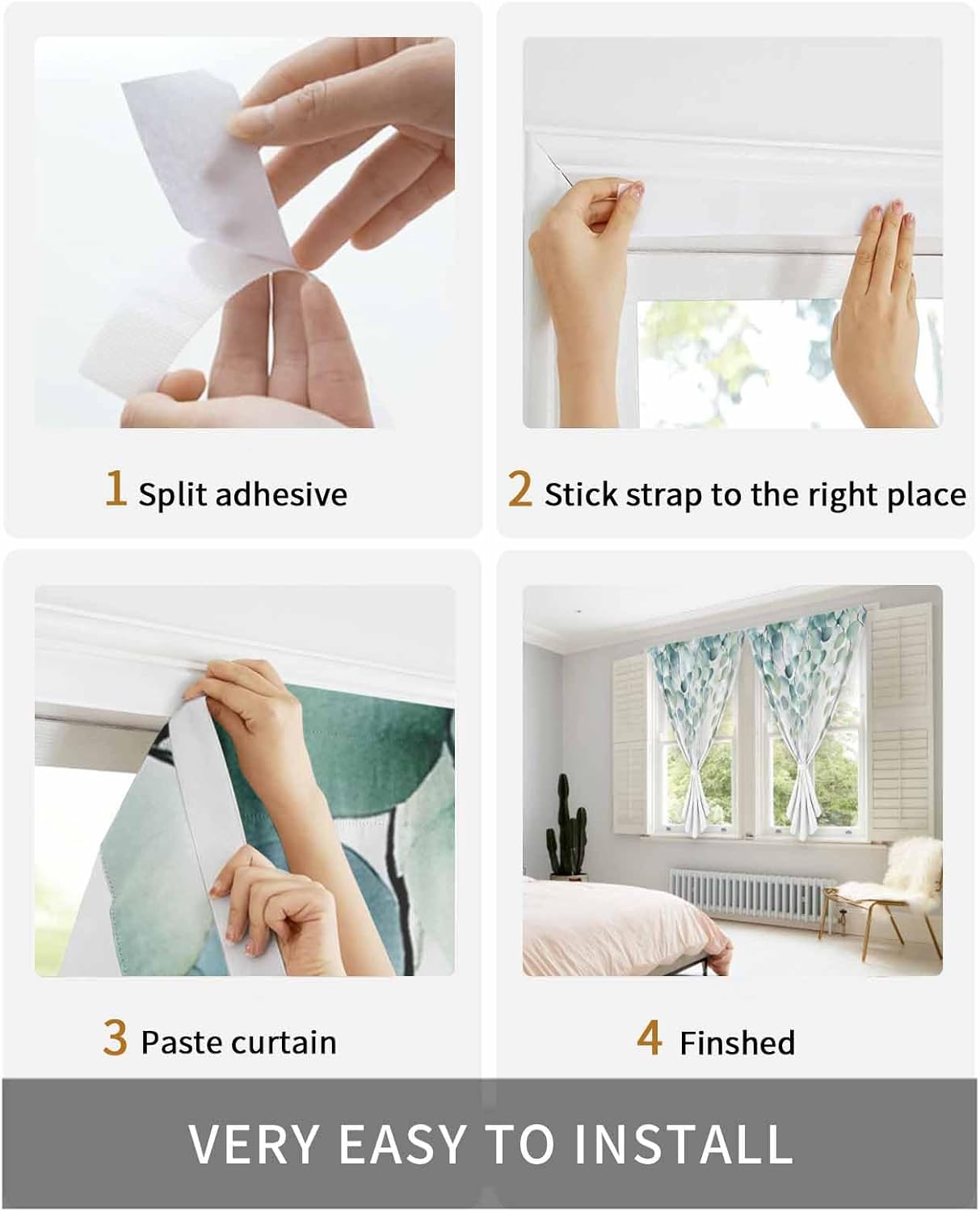 Sage Green Eucalyptus Self Adhesive Blackout Curtain 59x72