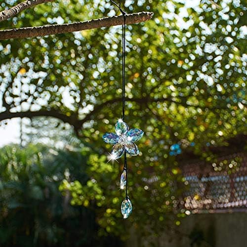 Crystal Flower Rear View Mirror Pendant Car Hanging Ornament Lucky Accessory