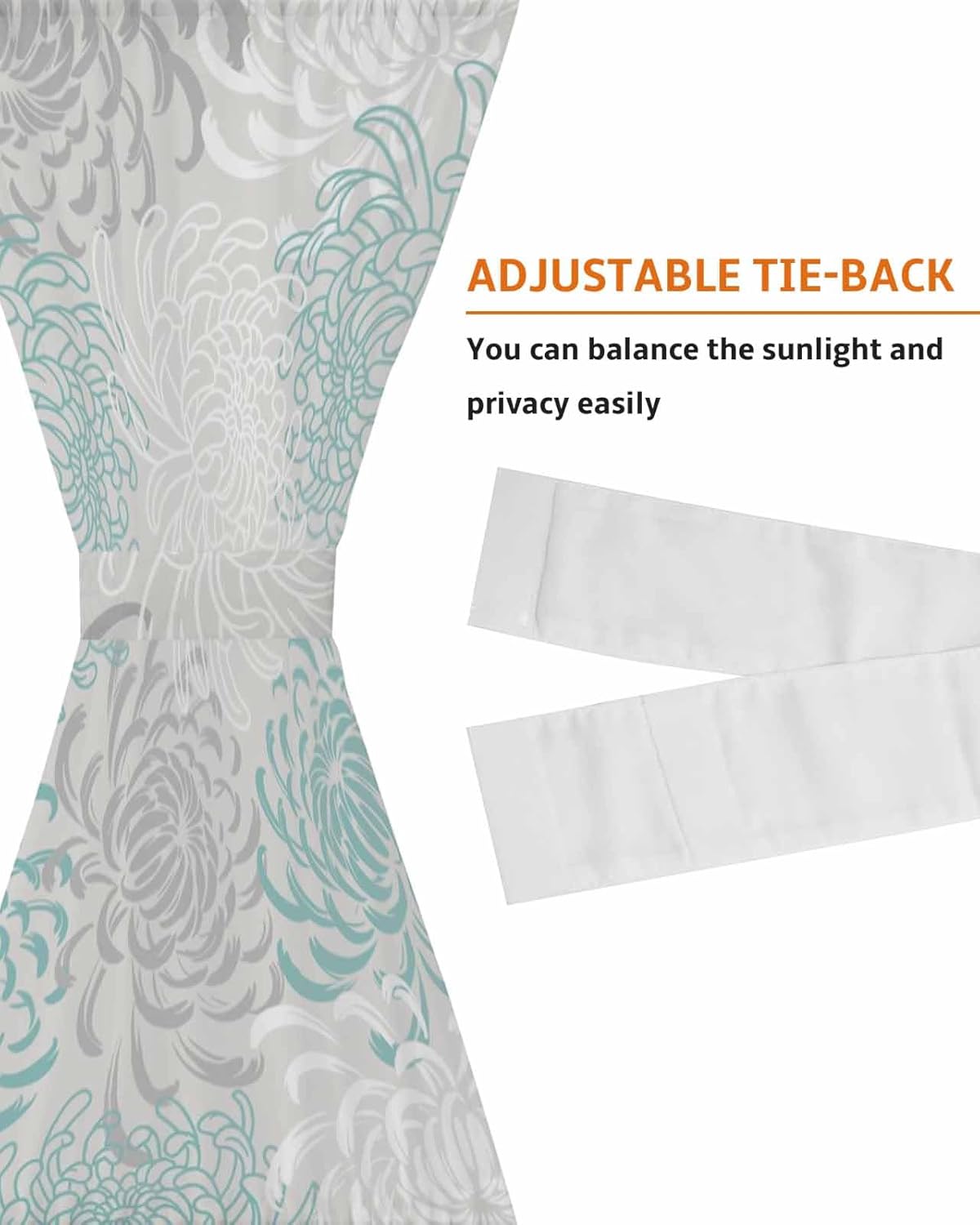 Yomandocix Aqua White French Door Curtain