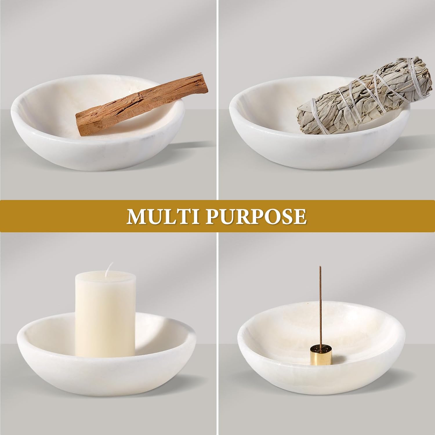 Koville Natural Marble Incense Holder with 9 Holes
