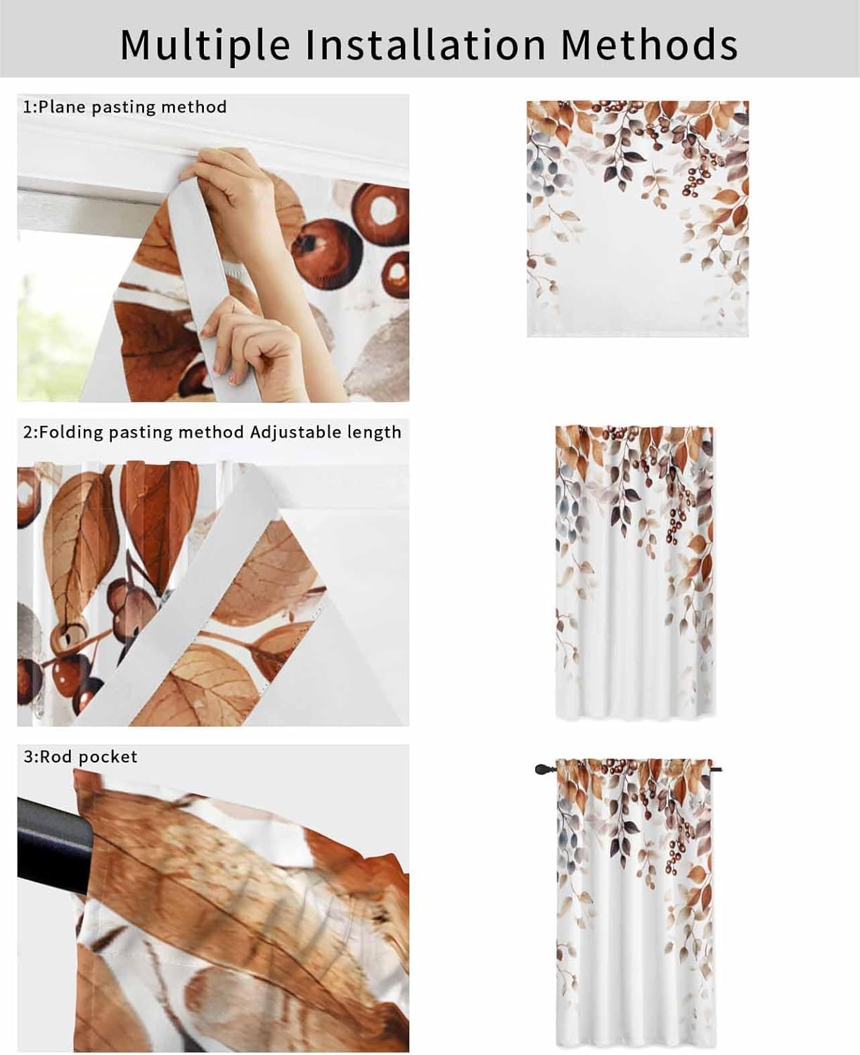 Self Adhesive Eucalyptus Leaves Portable Curtains for Windows