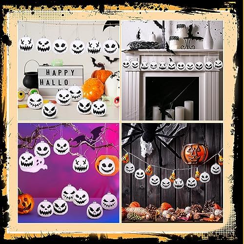 Liliful 12 Pcs Black and White Pumpkin Hanging Ornaments