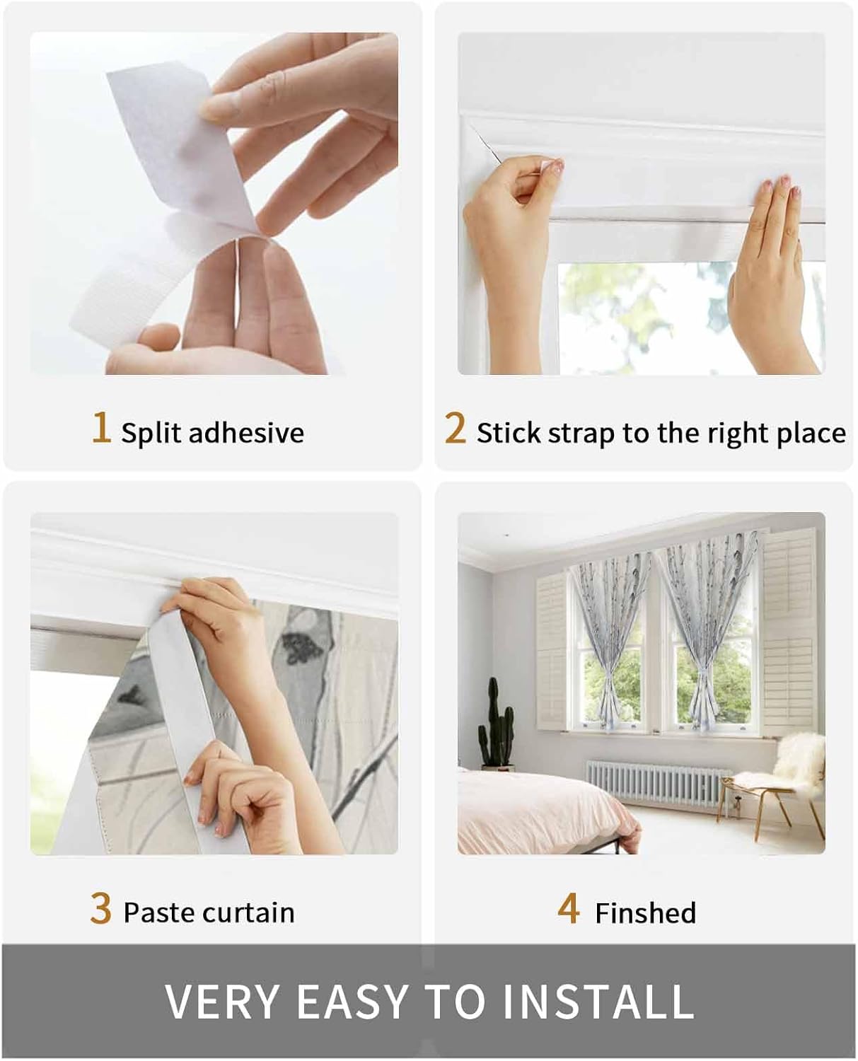 Christmas Tree Self Adhesive Portable Curtains for Windows