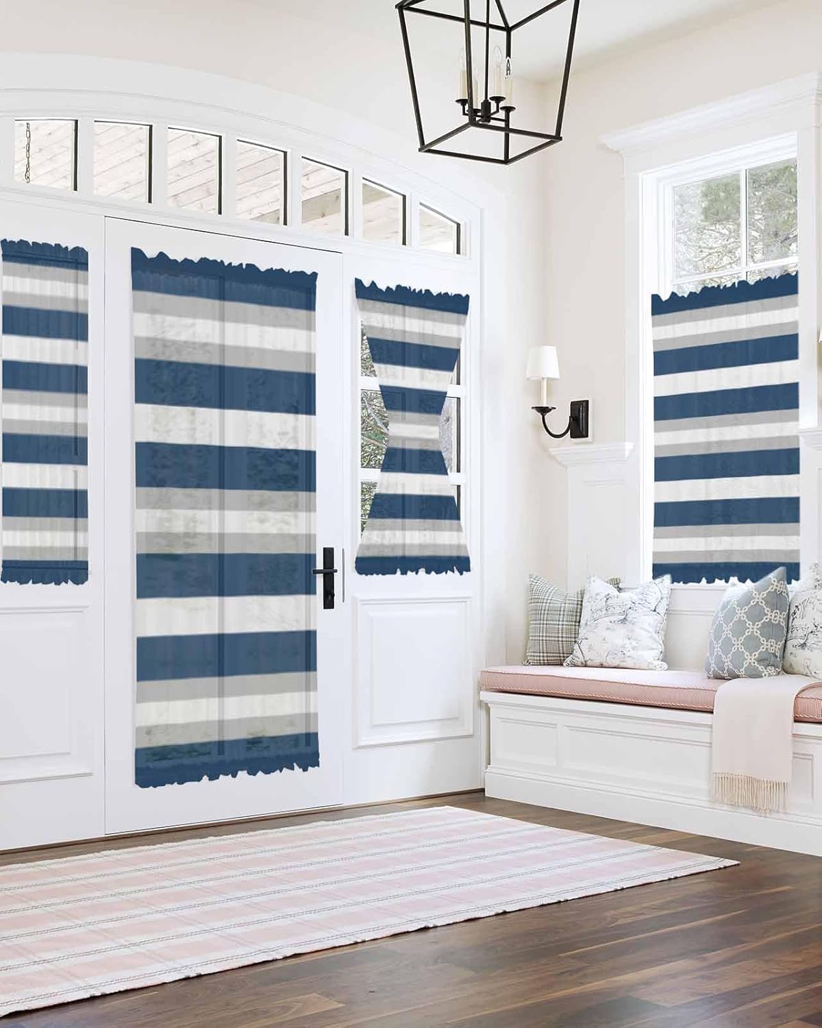 Door Curtains for Privacy 54x40 Sheer Panel with Tiebacks