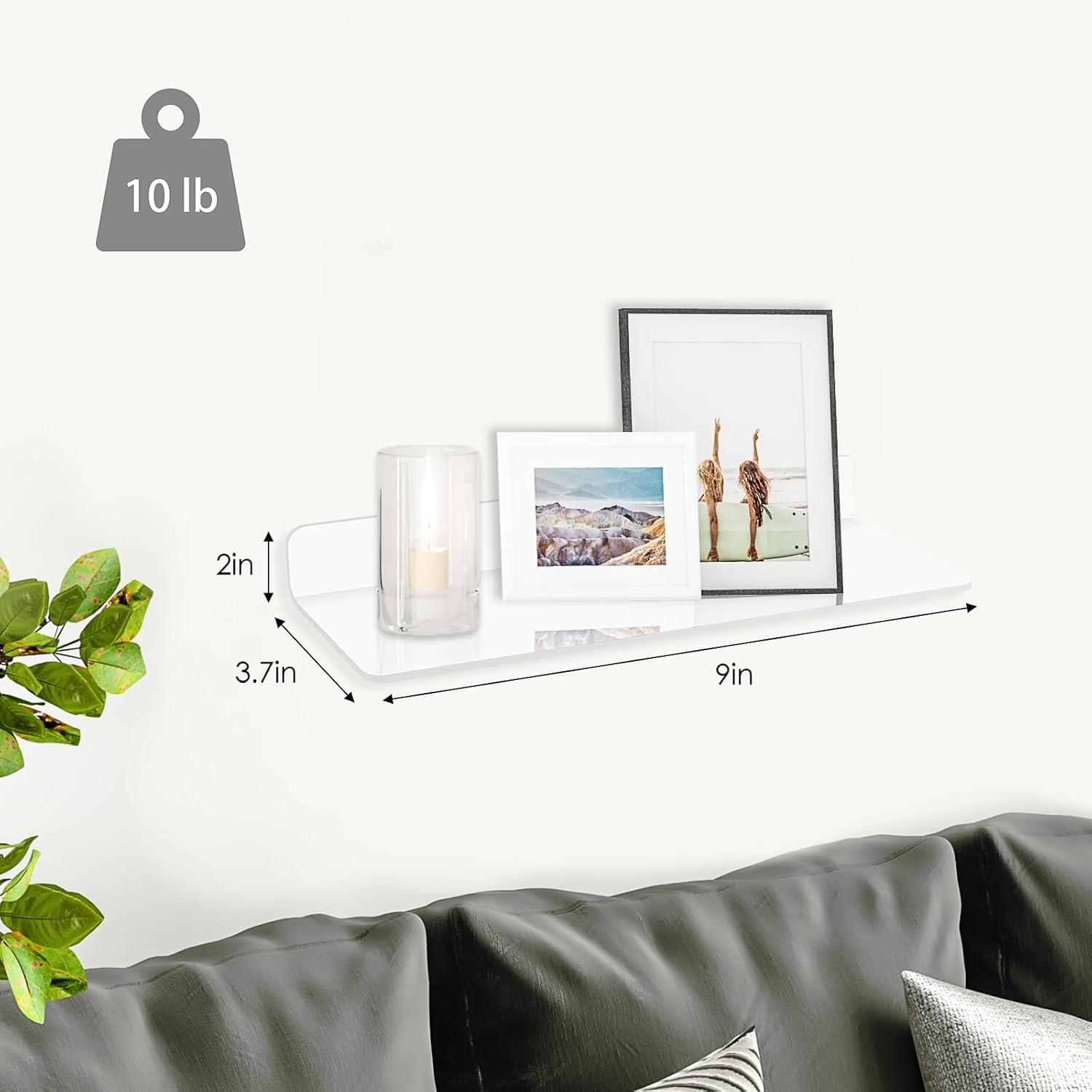 Fixwal Acrylic Floating Shelves Set of 3 White