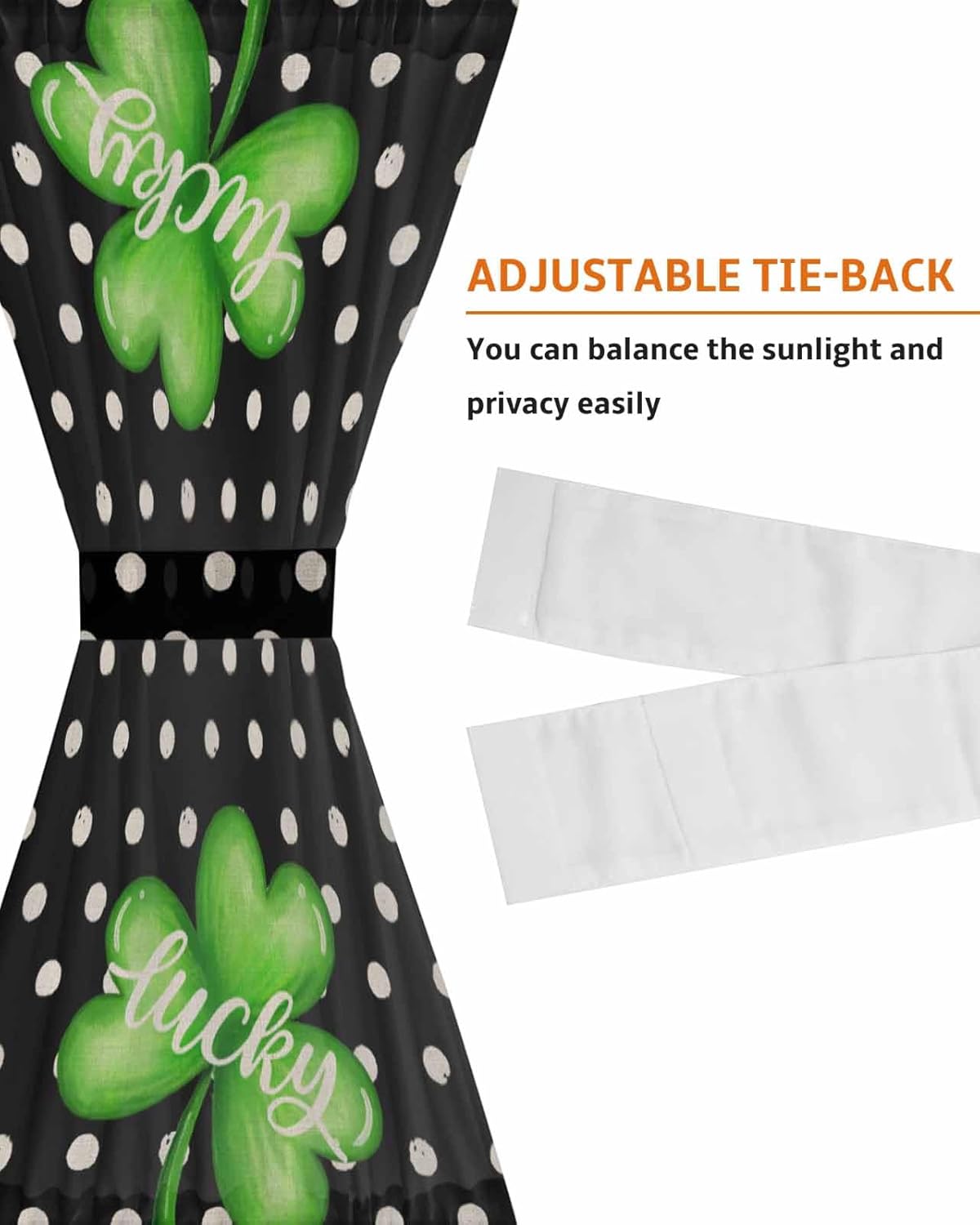 St Patricks Day Front Door Curtain with Tiebacks 54x72 Inch