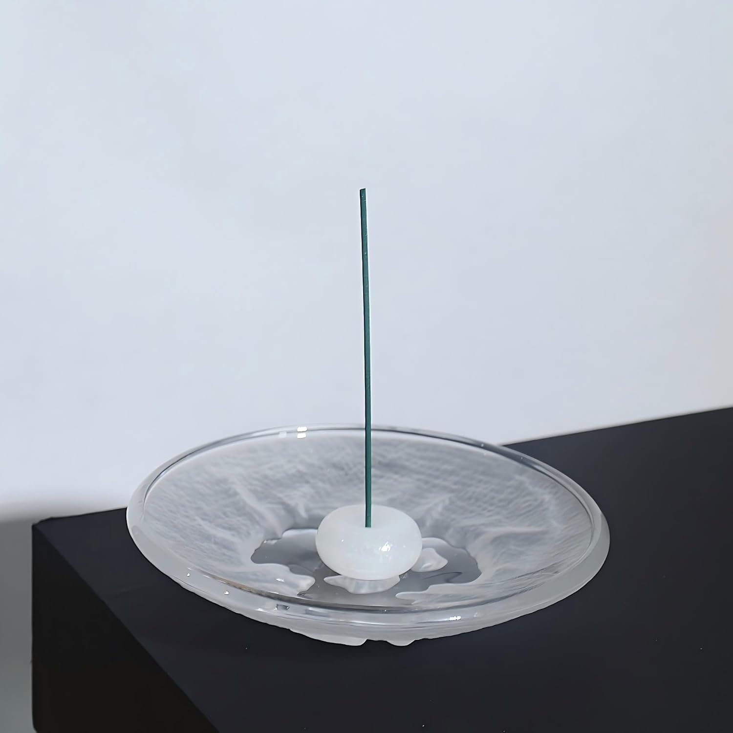 Snow Mountain Glass Incense Holder with 3D Design and Frosted Texture