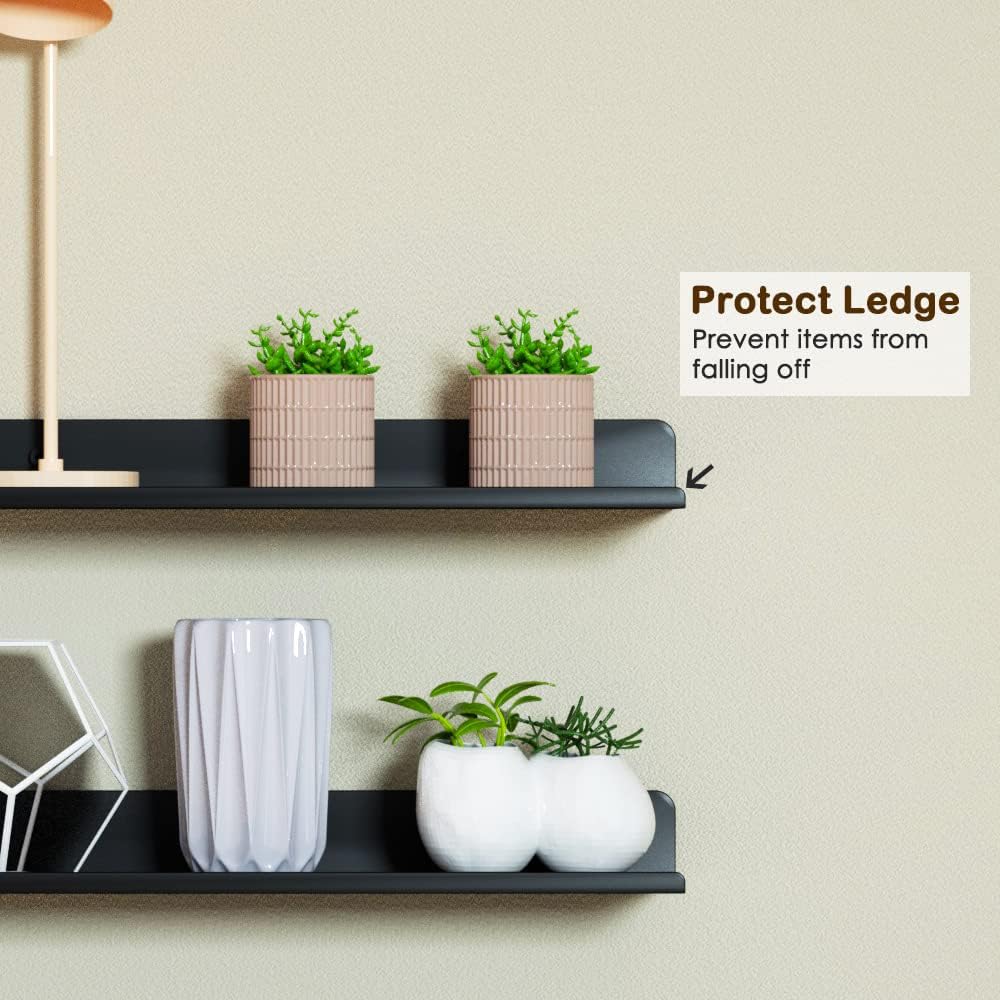 SlimmKISS Set of 8 Matte Black Floating Shelves Wall Mount