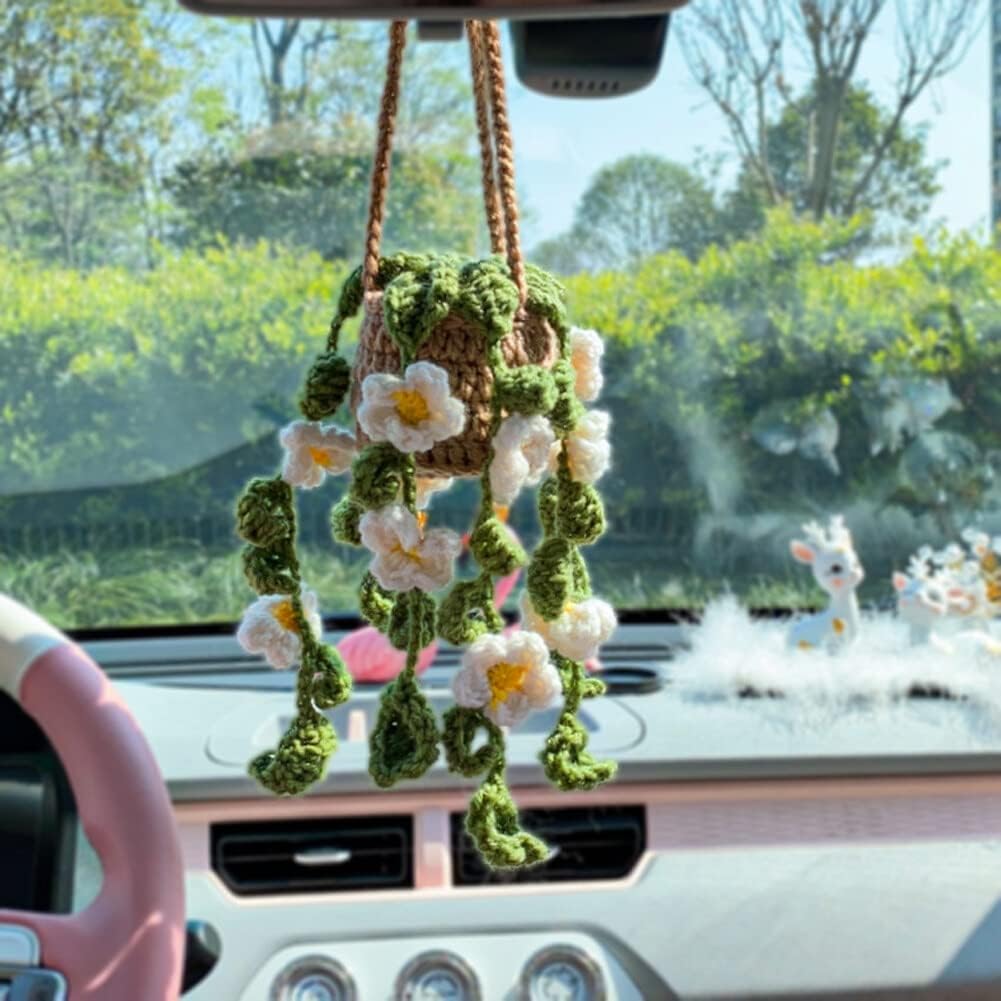 Eforcase Car Mirror Hanging Boho Flower Plant Ornament