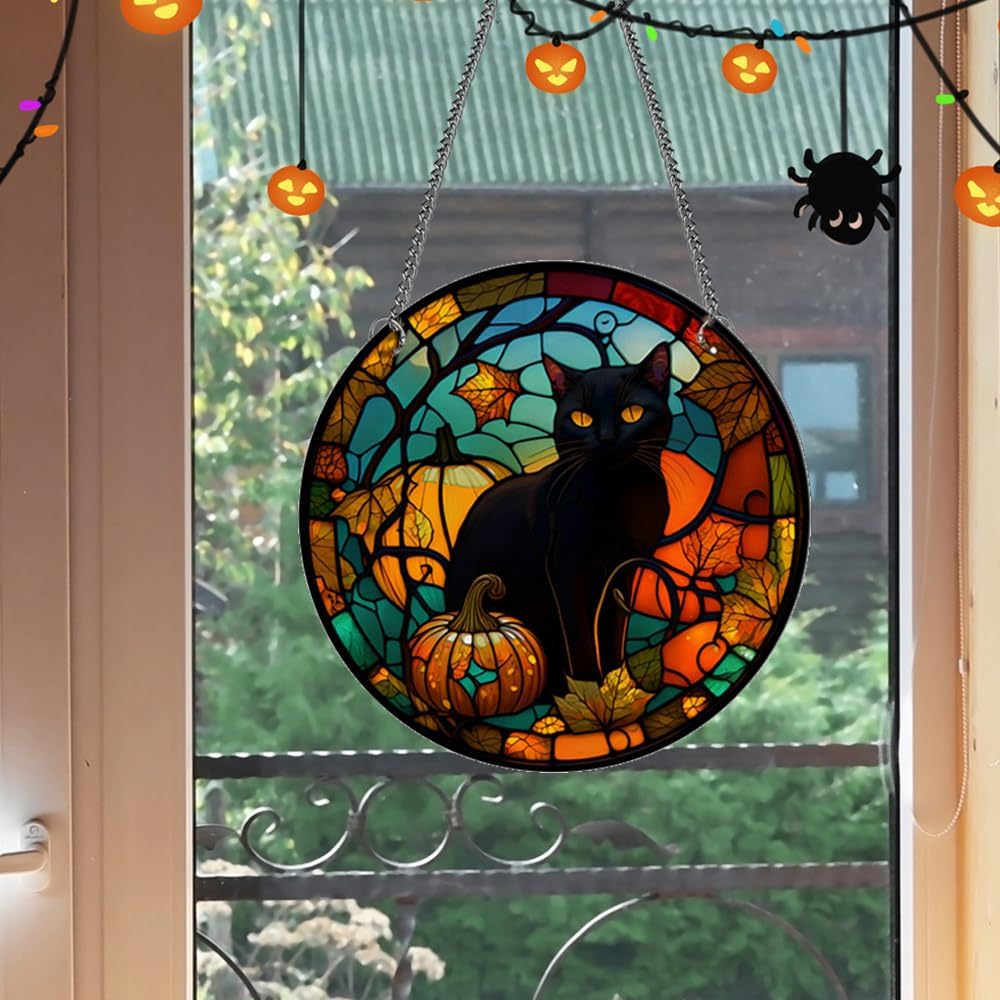 MATIHAY Black Cat Acrylic Window Hanging Decor
