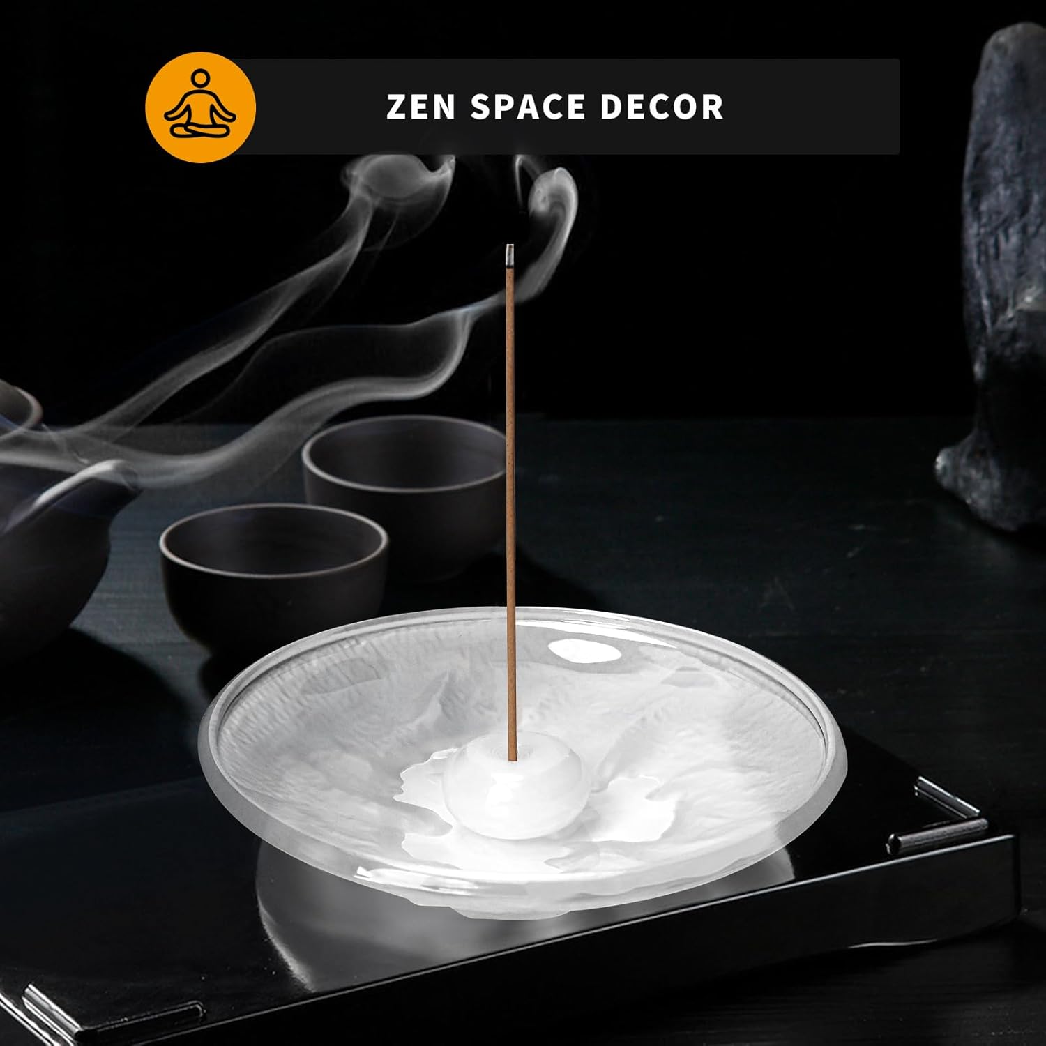 Snow Mountain Glass Incense Holder with 3D Design and Frosted Texture