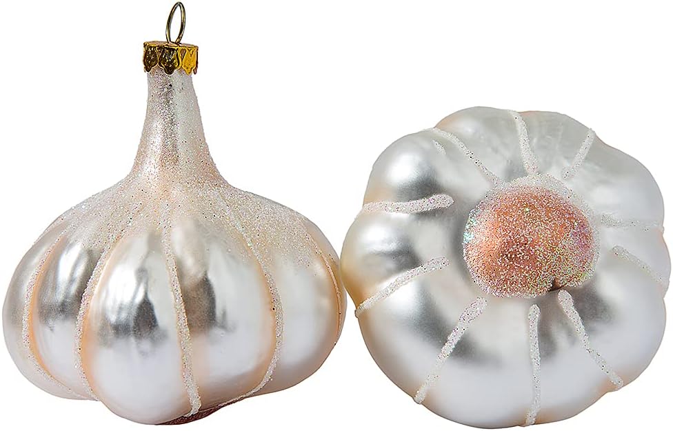 2 Pack 28 Inch Hand Blown Glass Garlic Christmas Ornament