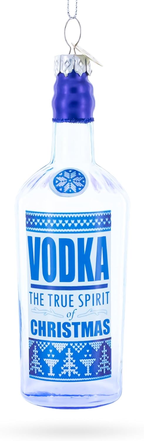 Vodka Bottle Blown Glass Christmas Ornament 1