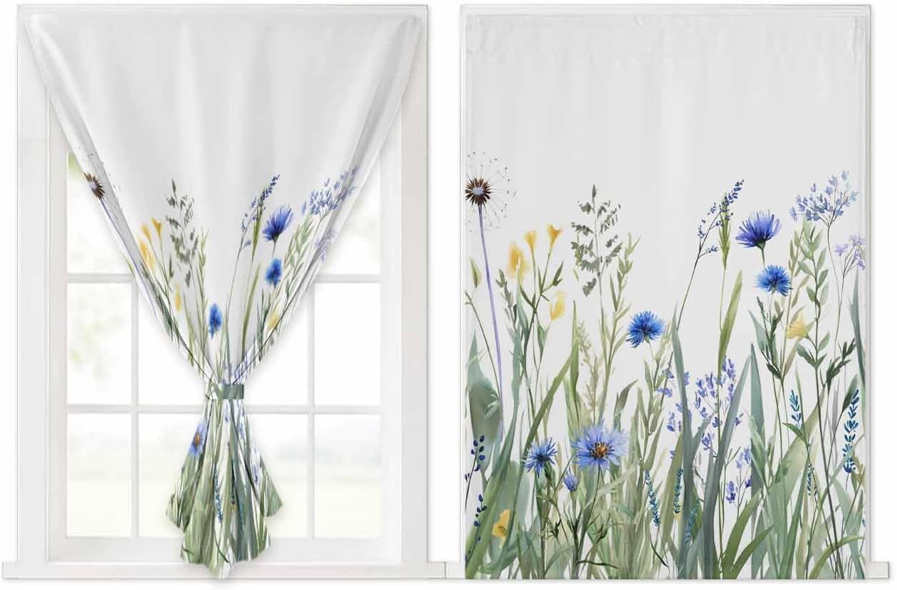 Yomandocix Botanical Flower Self Adhesive Curtains 35x54 Inches