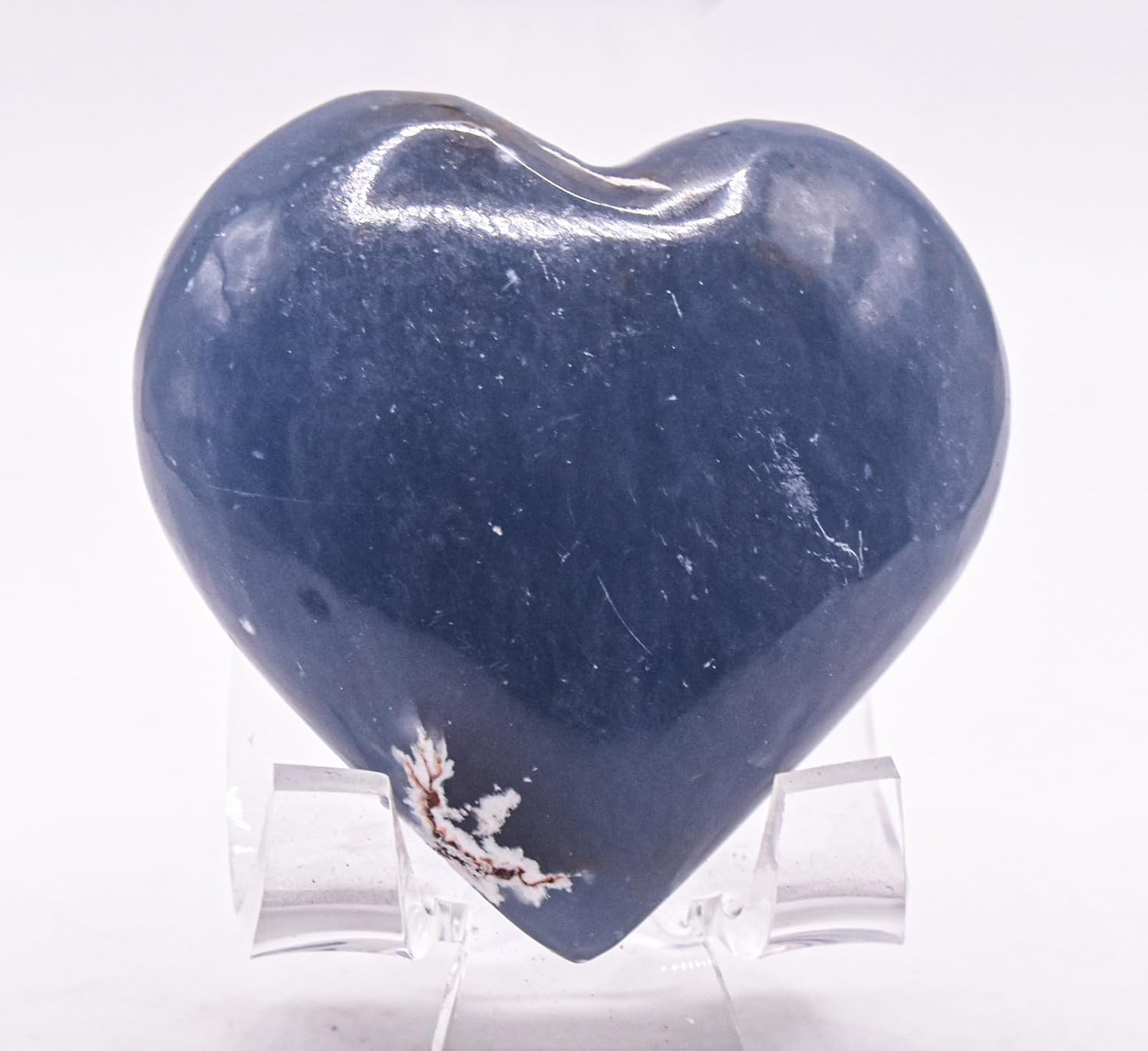 55mm Blue Angelite Heart with Stand - Peru