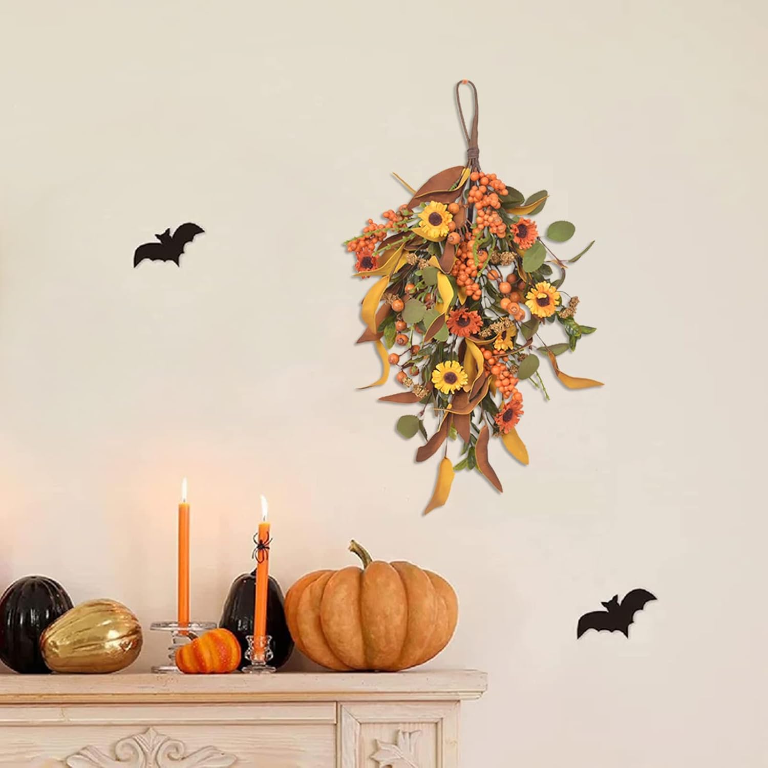 197 Inch Fall Harvest Teardrop Swag Wreath