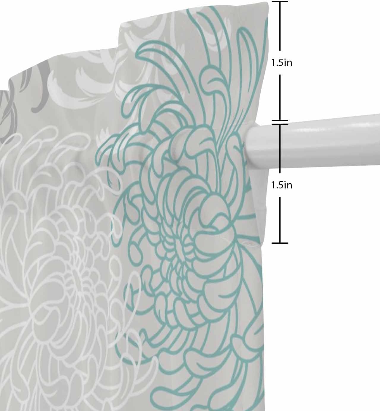 Yomandocix Aqua White French Door Curtain