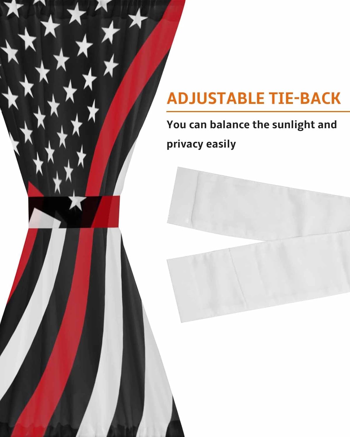 Red White American Flag French Door Panels