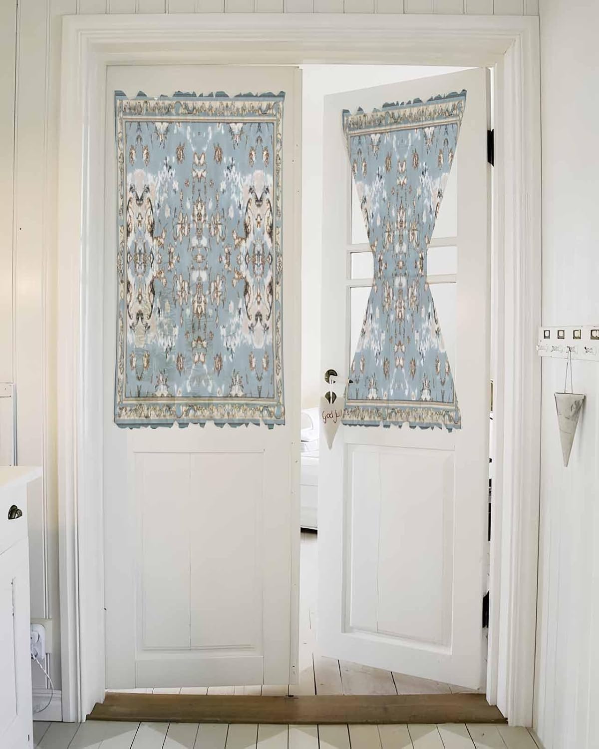 Abstract Blue Door Curtains 54x40 Rod Pocket Panels