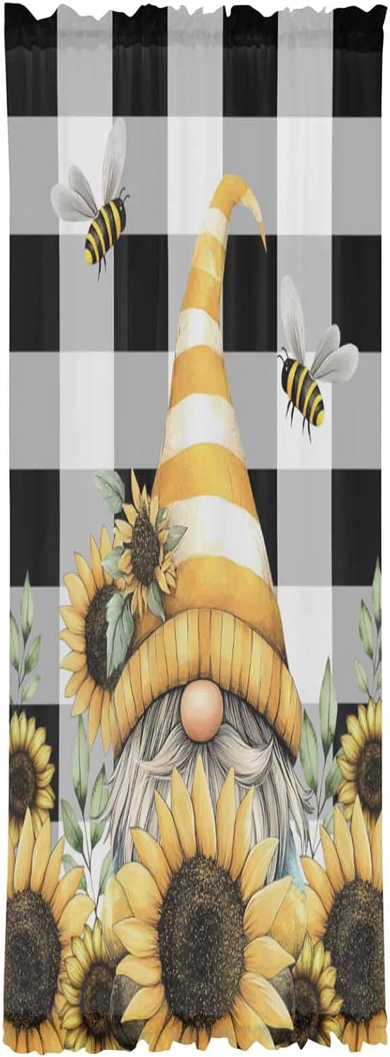 Yellow Dwarf French Door Curtain with Sunflower Hat Design