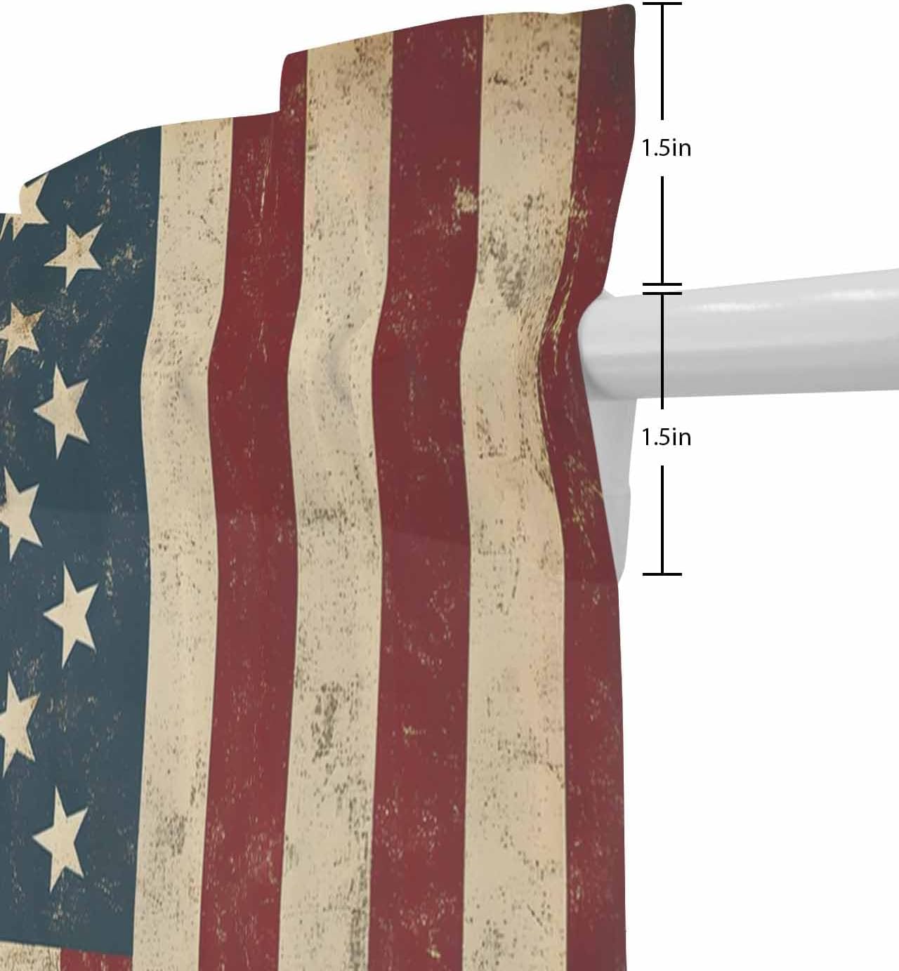 Retro Red Blue American Flag Door Curtain with Tieback