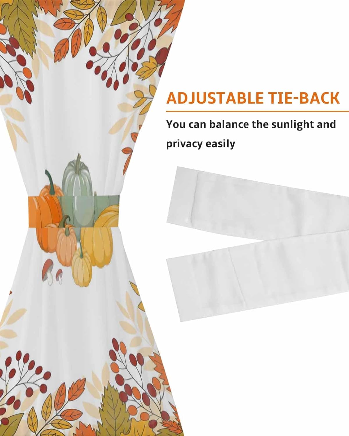Orange Thanksgiving French Door Curtain