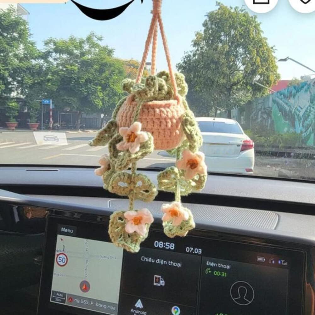 Eforcase Car Mirror Hanging Boho Flower Plant Ornament