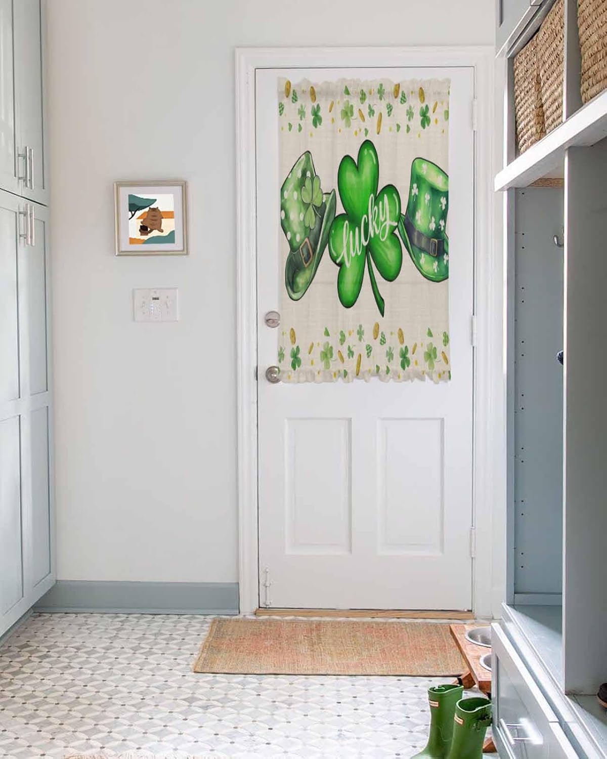 St Patricks Day Front Door Curtain Panel with Tiebacks