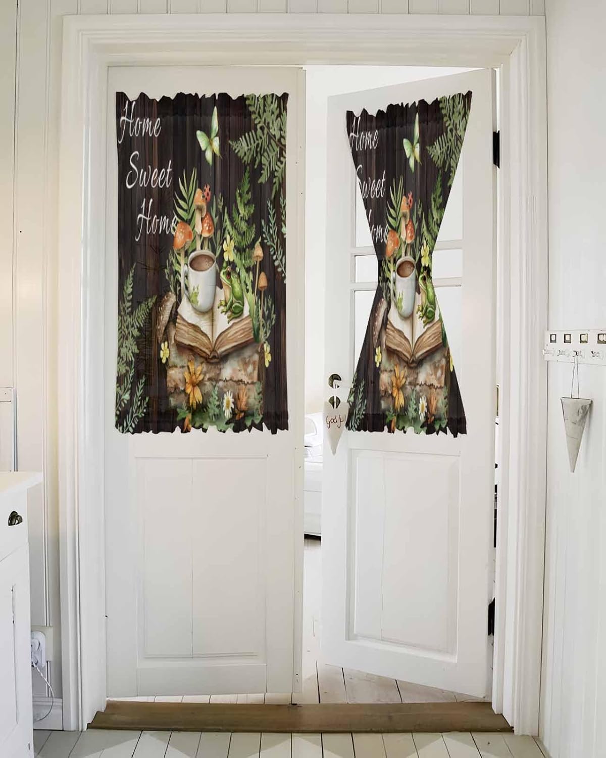 Forest Frog French Door Curtain Green Botanical Design