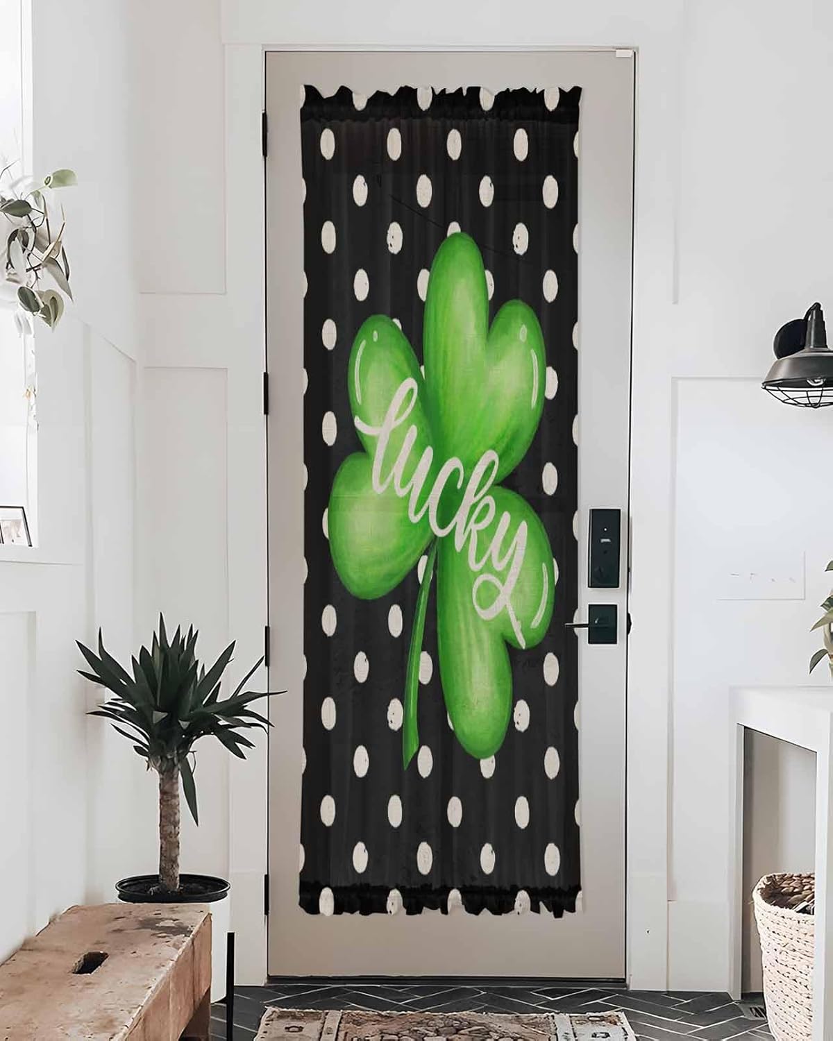 St Patricks Day Front Door Curtain with Tiebacks 54x72 Inch