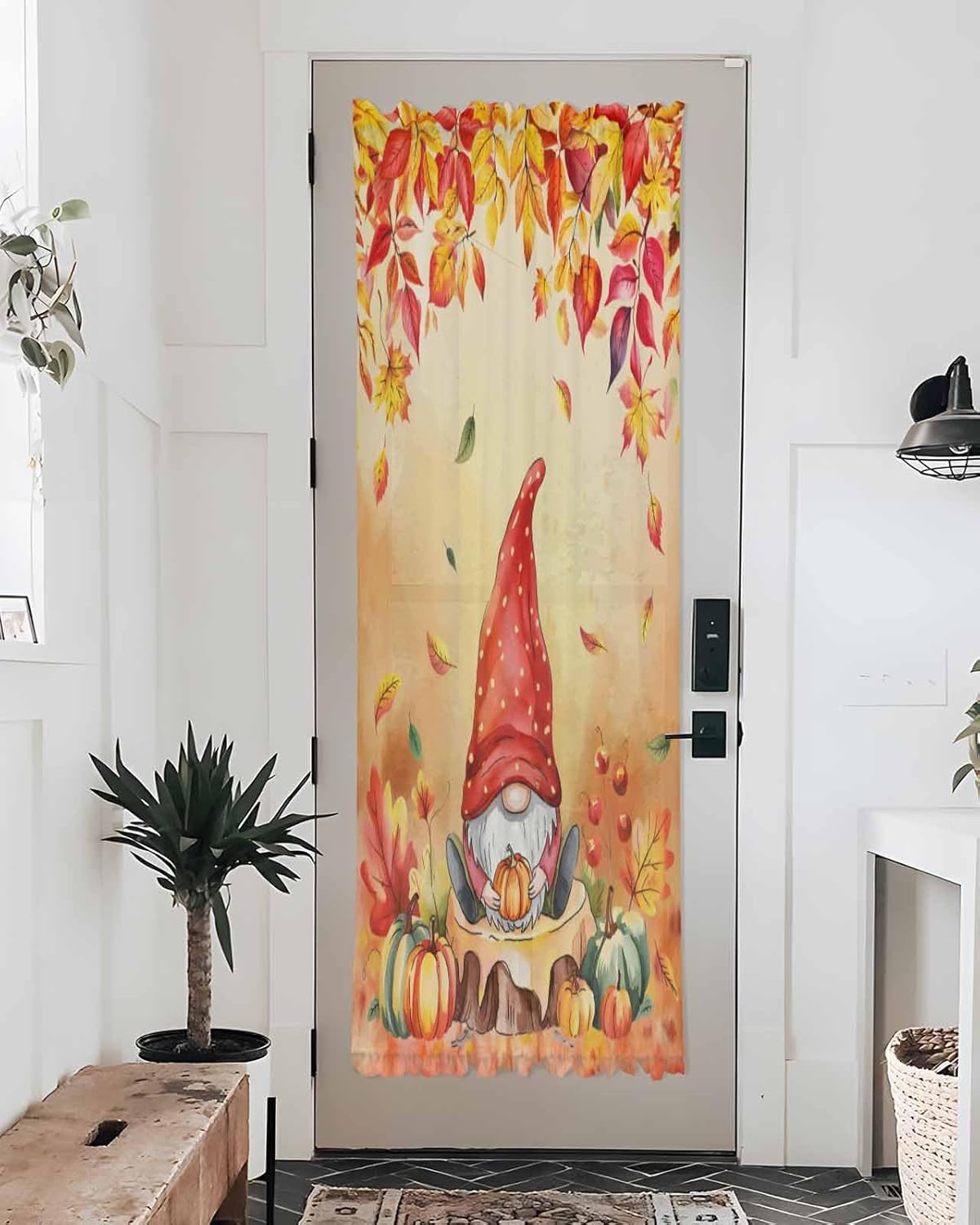 Red Gnomes Fall French Door Curtain