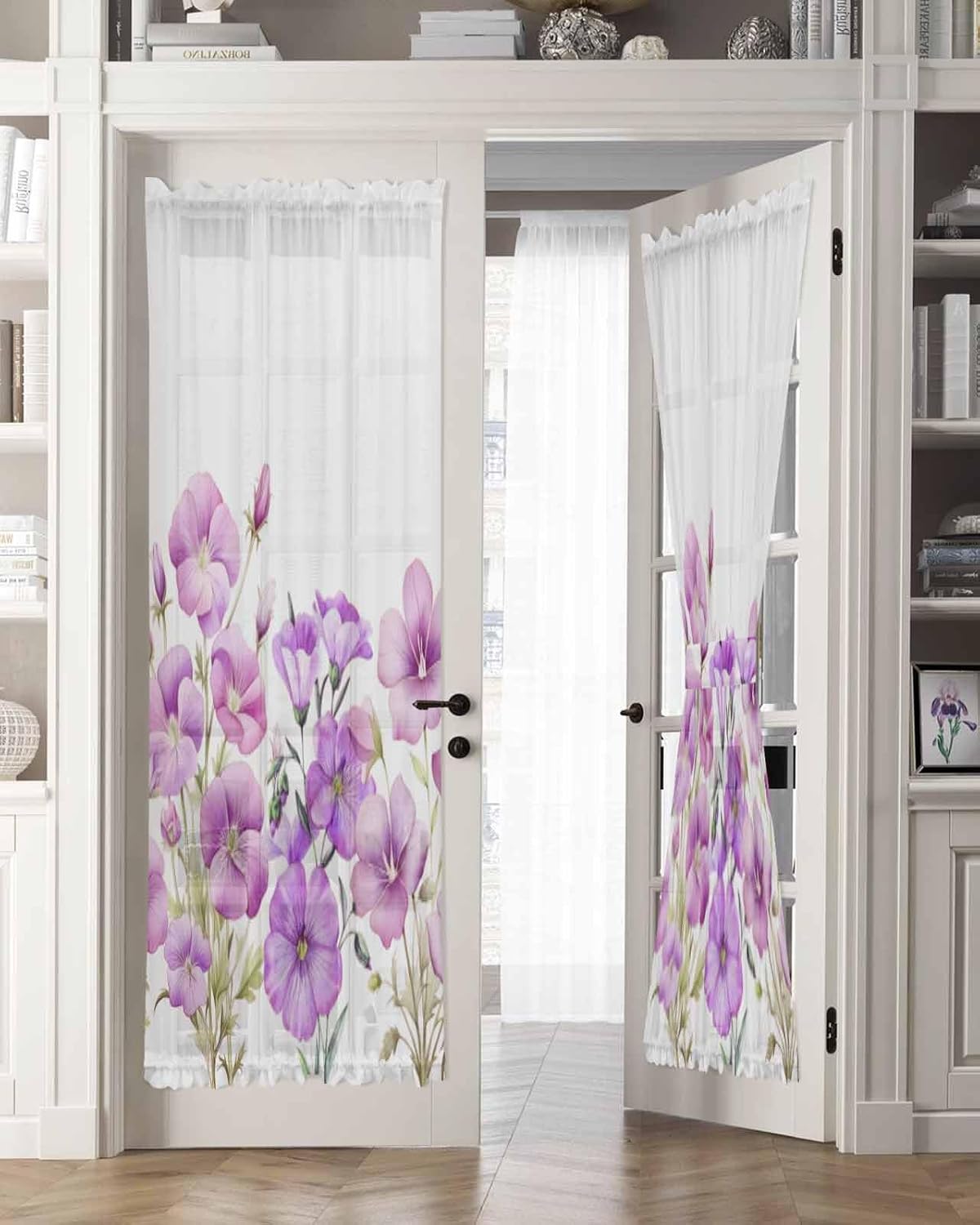 Spring Rustic Farmhouse Floral Door Curtain Panel