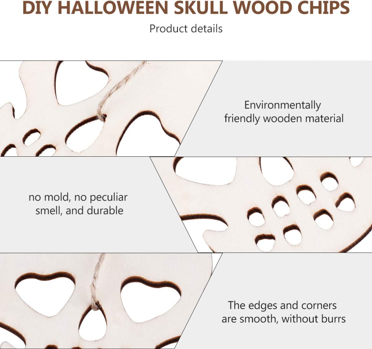 TOYANDONA Halloween Wooden Skull Skeleton Hanging Decorations