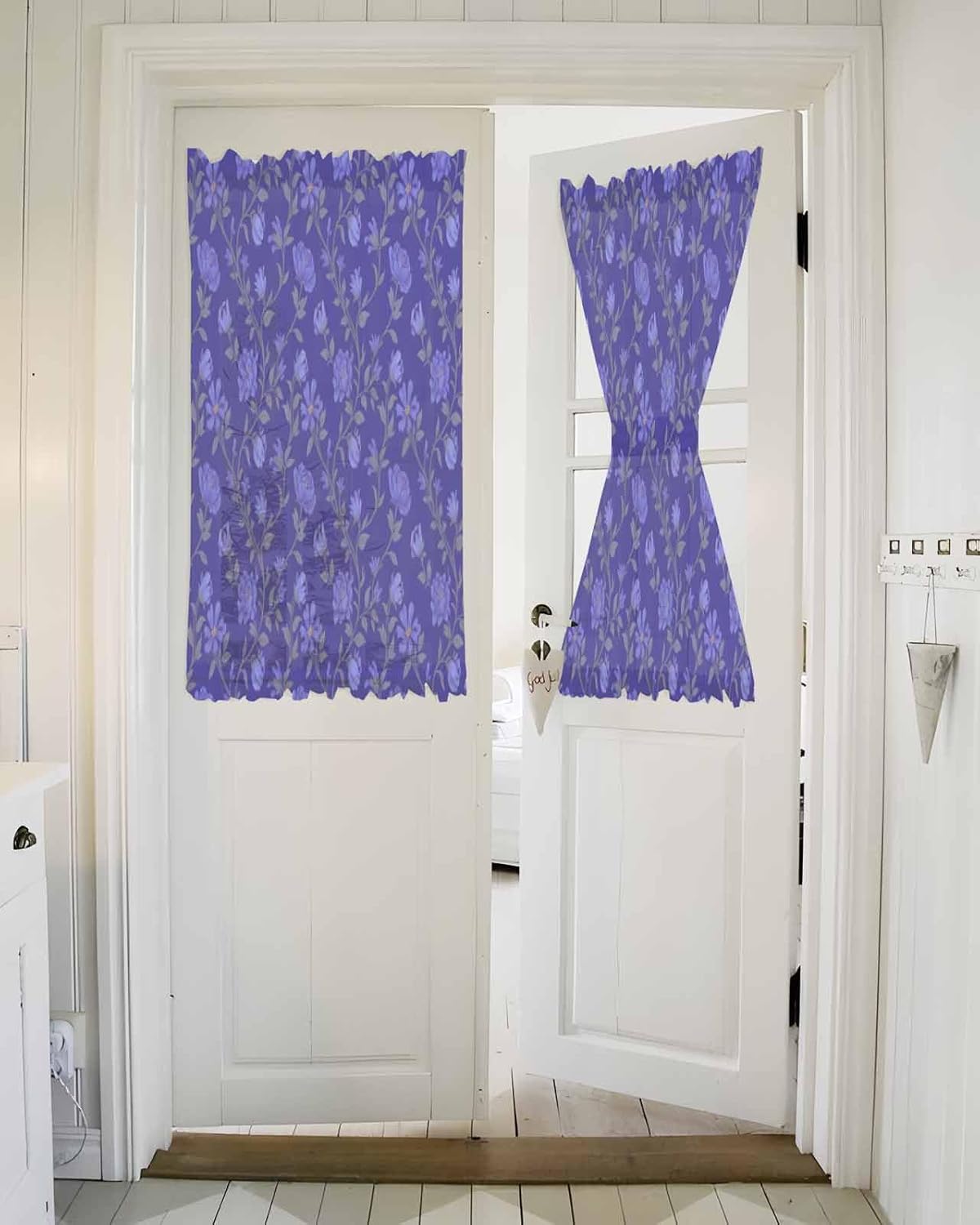 Purple Floral French Door Curtain Panel 54W x 40L