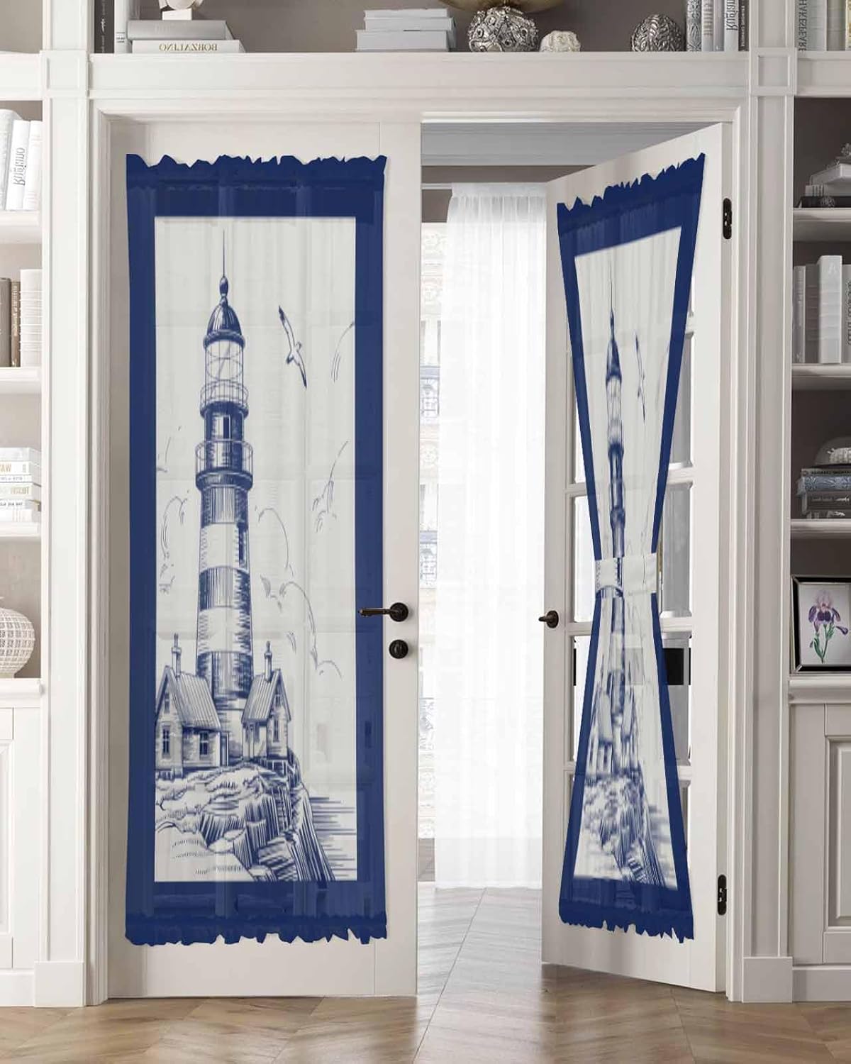 Nautical Lighthouse Curtains for French Doors
