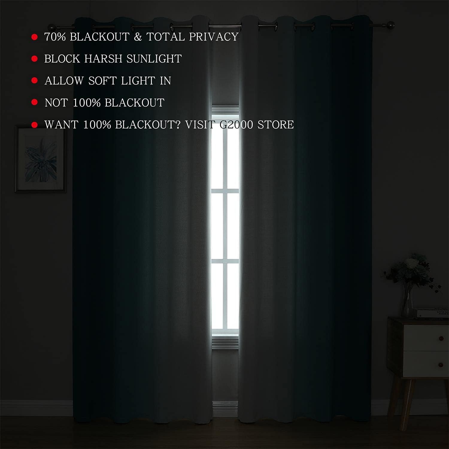 G2000 Ombre Teal Grey Window Curtains 95 Inches Long 2 Panels Set