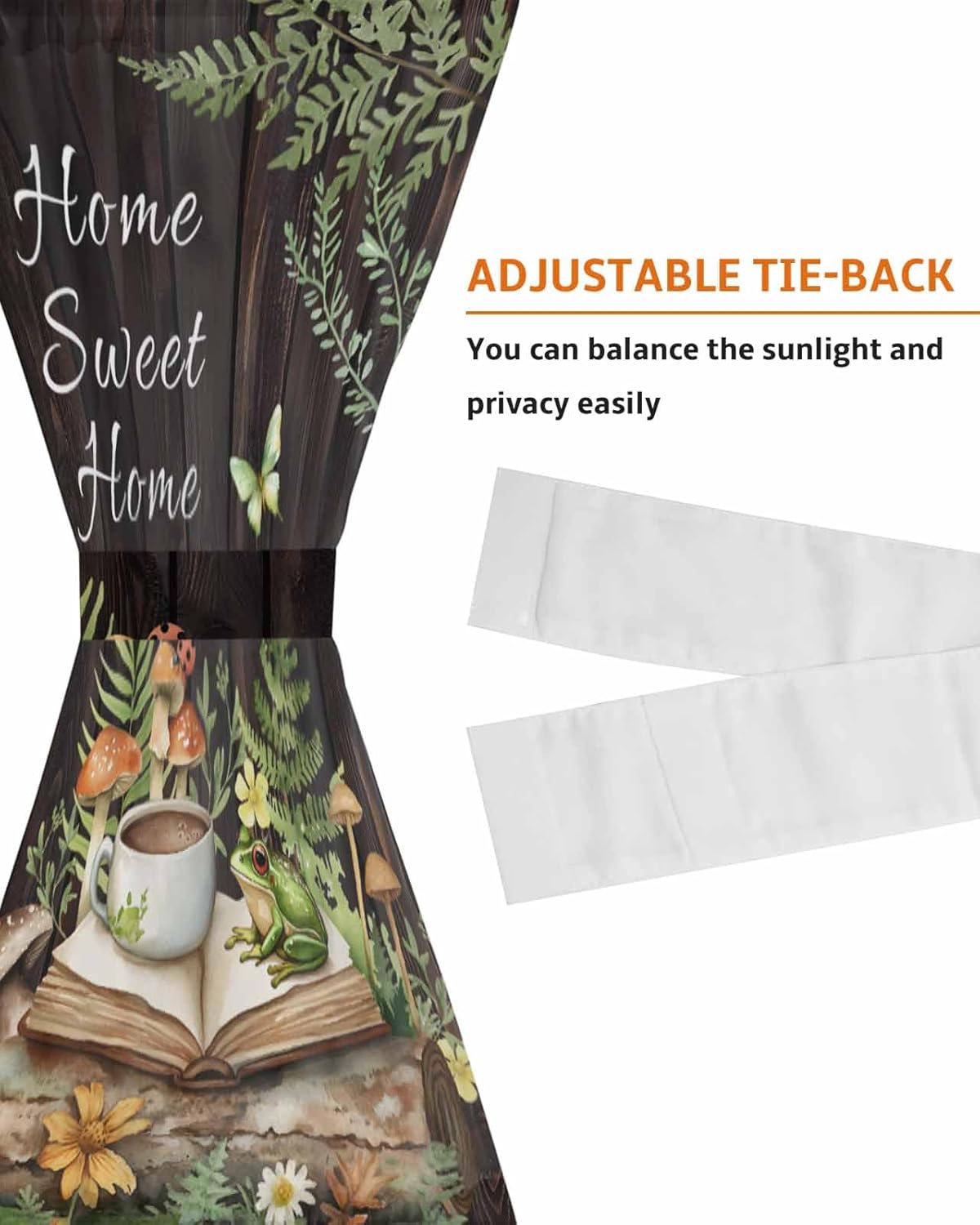 Forest Frog French Door Curtain Green Botanical Design