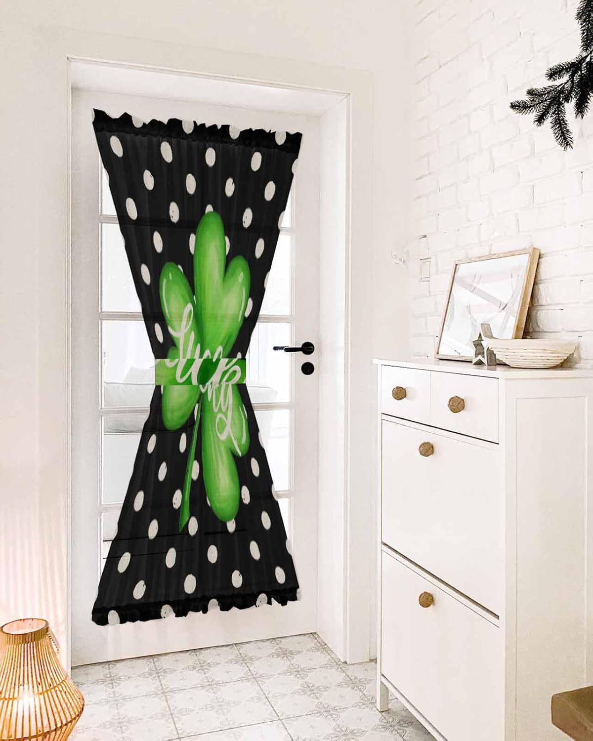 St Patricks Day Front Door Curtain with Tiebacks 54x72 Inch