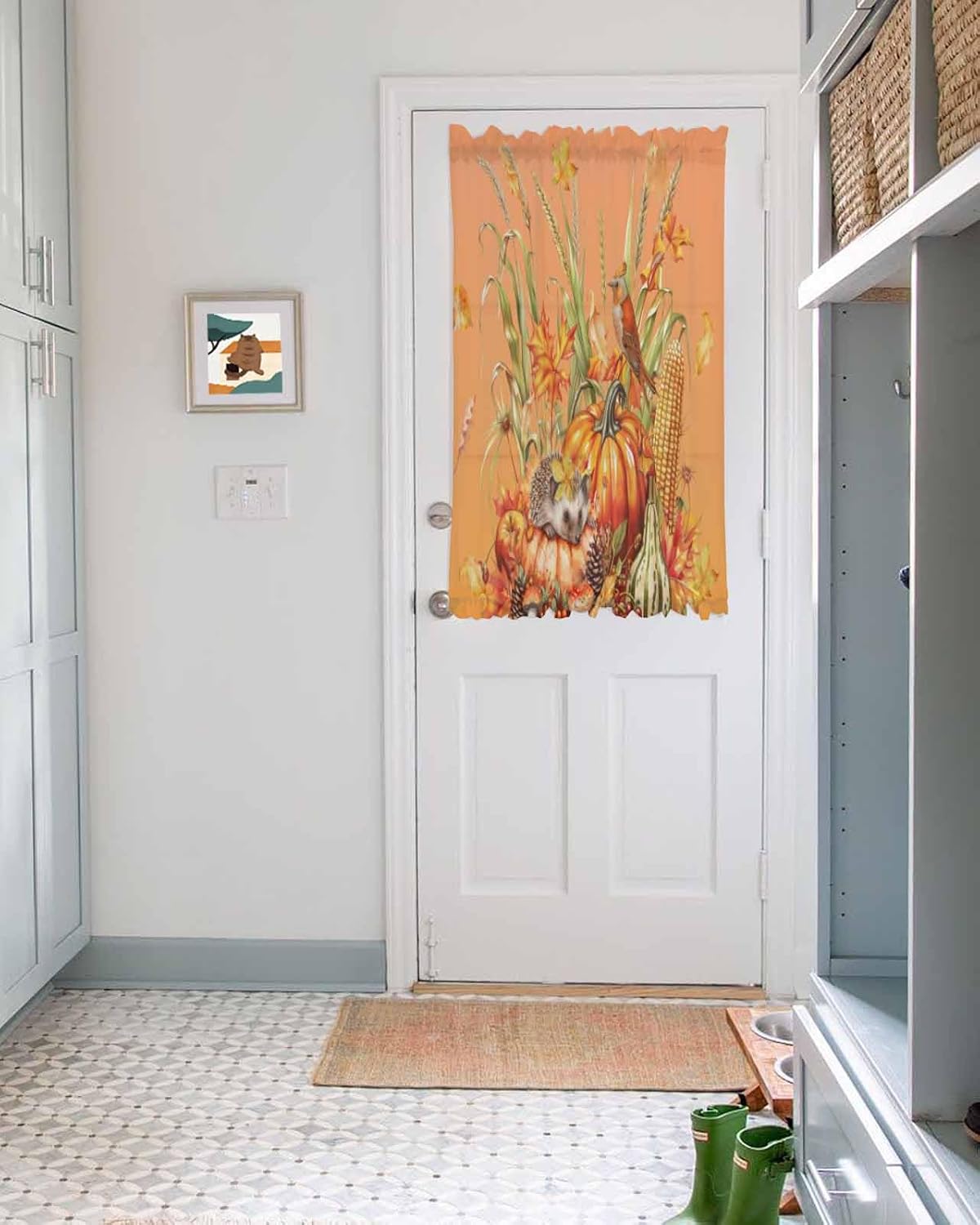 Fall Pumpkin French Door Curtain with Tieback