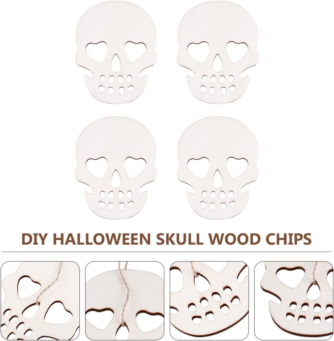 TOYANDONA Halloween Wooden Skull Skeleton Hanging Decorations