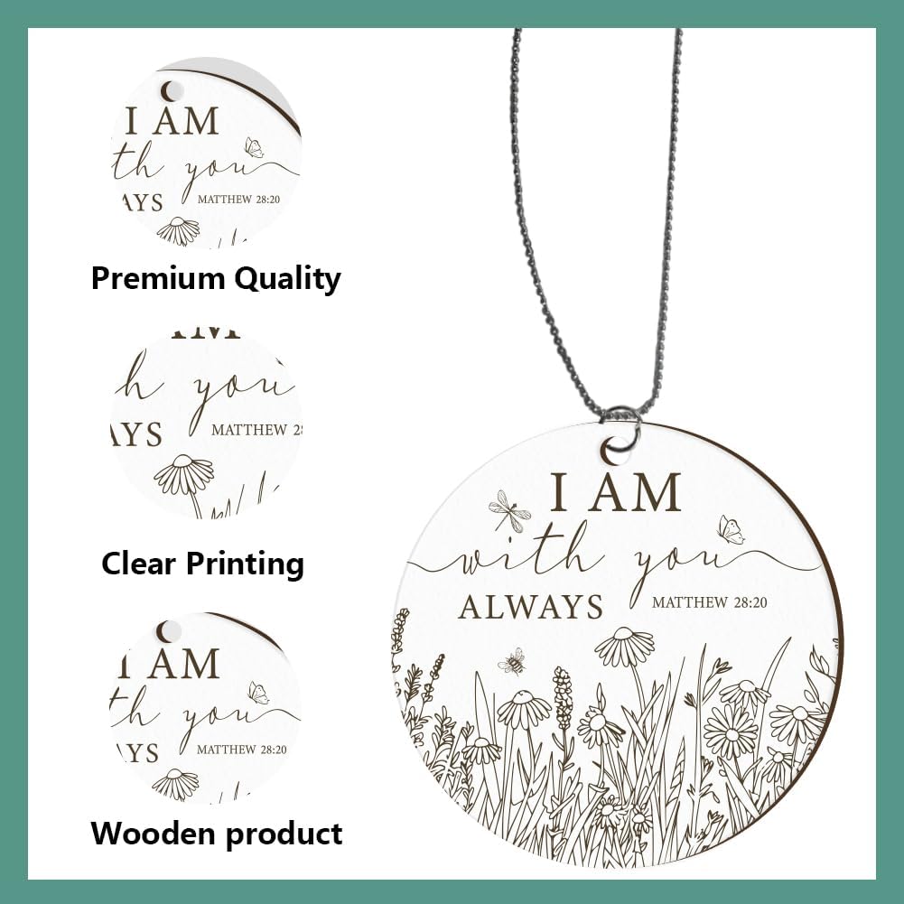 PLIGREAT Floral Car Hanging Ornament with I Am with You Always Message