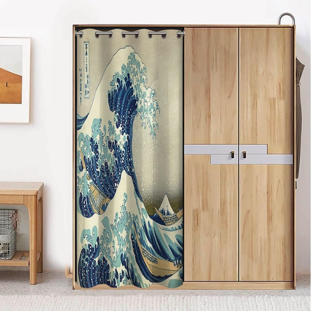 Leyiyi Japanese Door Curtain with Ukiyoe Design 60x80 Inch Panel