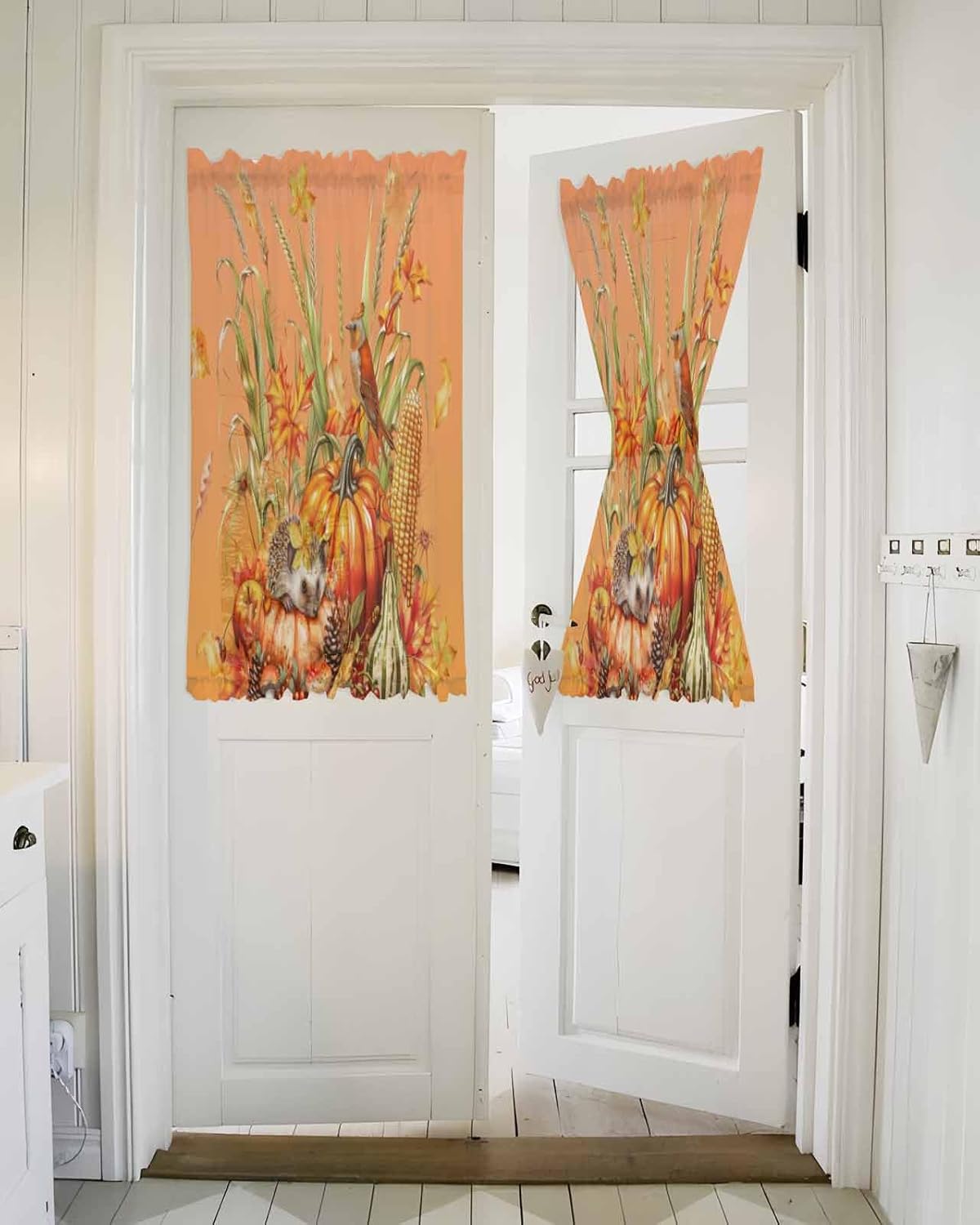 Fall Pumpkin French Door Curtain with Tieback