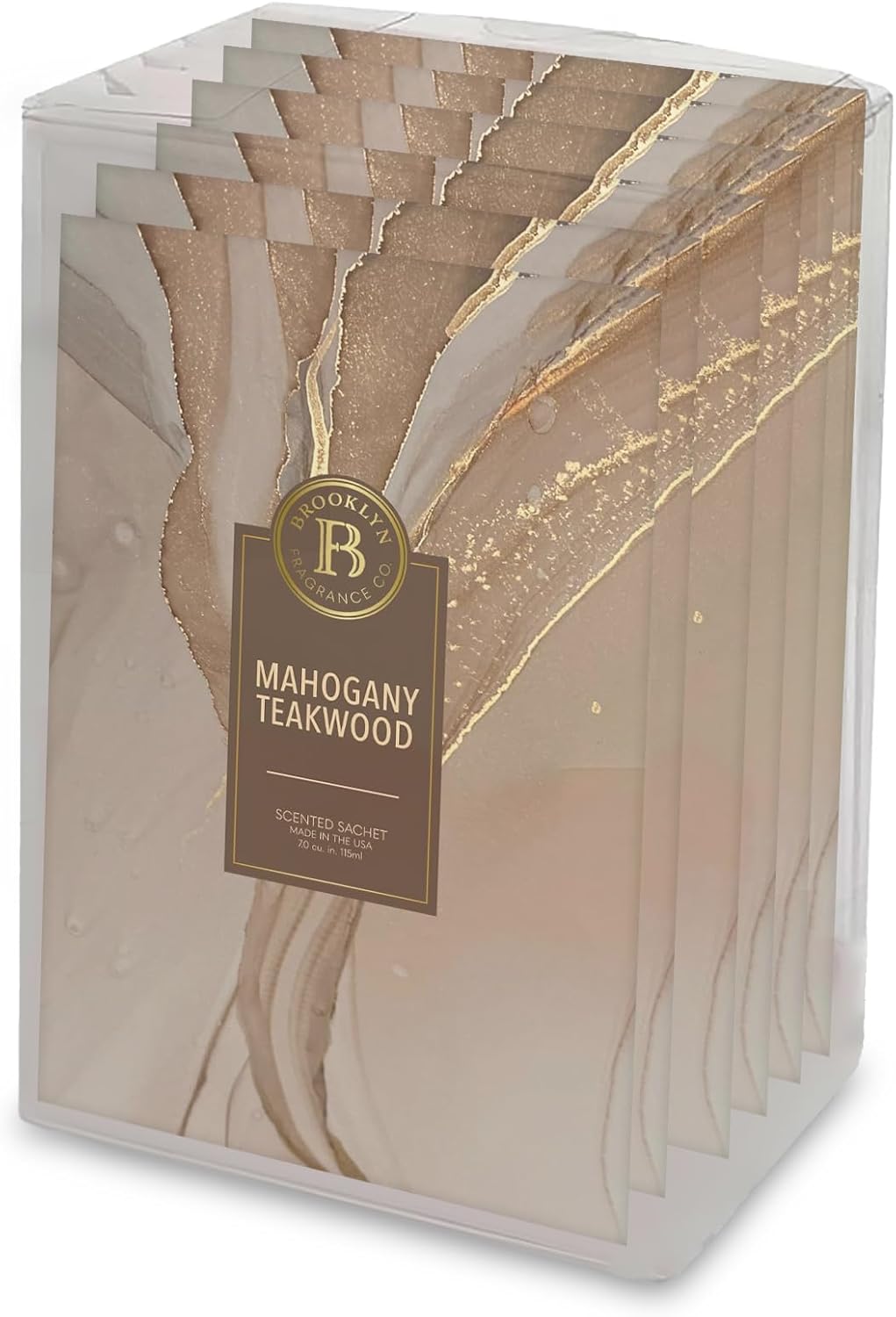 Brooklyn Fragrance Co Marble Sachet Bags Mahagony Teakwood Scented Pouches 6-Pack