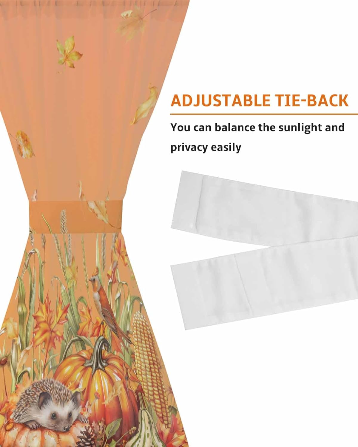 Fall Pumpkin French Door Curtain with Tieback