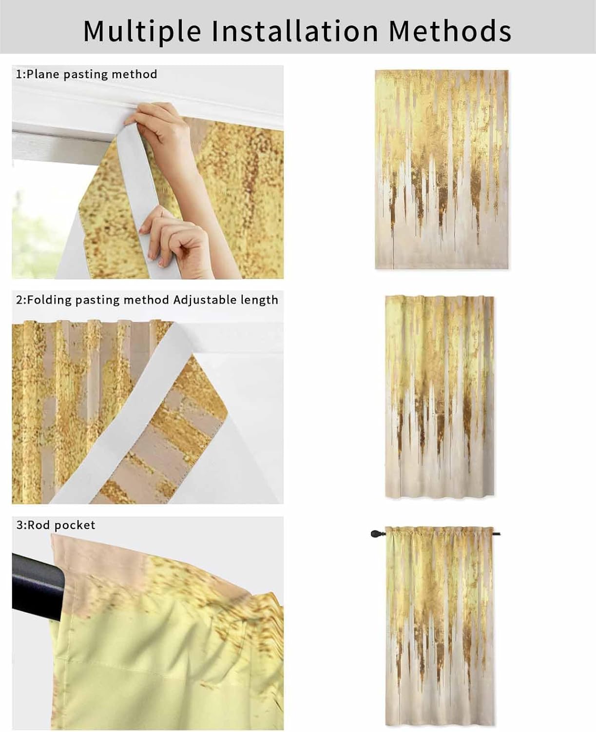 Abstract Gold Self Adhesive Privacy Curtains for Windows and Doors
