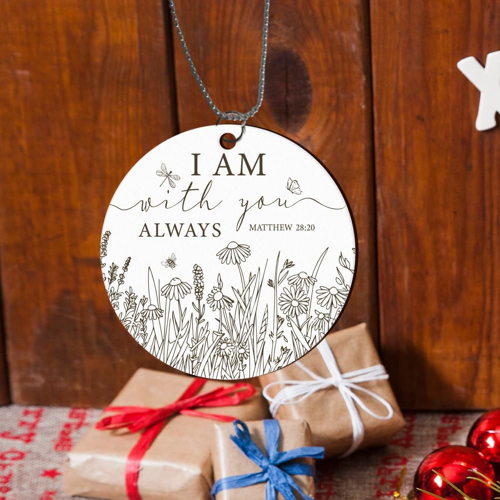PLIGREAT Floral Car Hanging Ornament with I Am with You Always Message