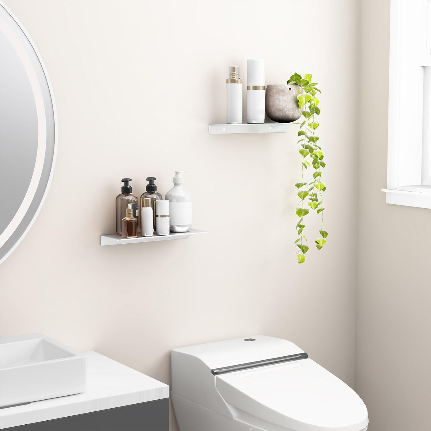 Danpoo Matte Silver Floating Shelves 12 Inch 2 PCS